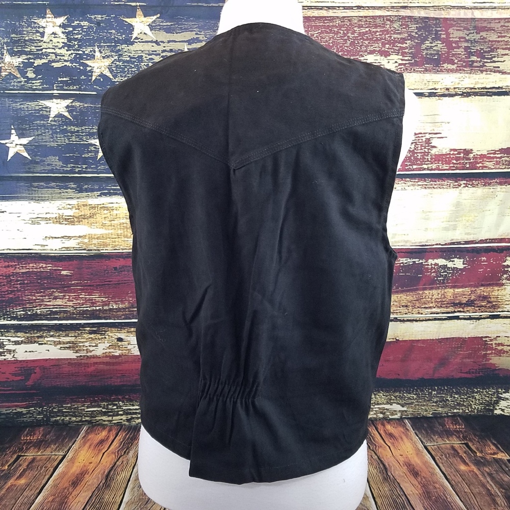 WYOMING TRADERS MENS BLACK BRONCO CANVAS VEST - Picture 5 of 8